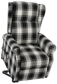 vidaXL Poltrona elevatória de massagens tecido castanho/branco