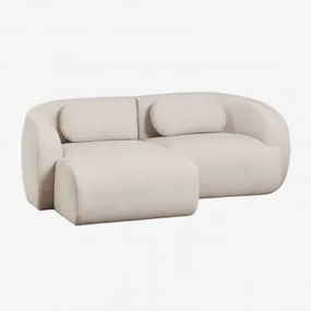 Sofá Modular Coquette De 2 Peças Em Chenille Com Chaise Longue À Esquerda Chenille Beige Creme - Sklum
