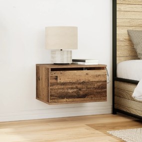 Criados-mudos vidaXL com luzes LED 2 pcs parede montada madeira velha