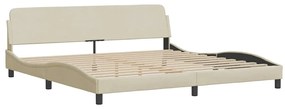 Estrutura de cama com LED sem colchão 200x200 cm tecido creme