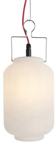 Candeeiro de suspensão exterior branco 20 cm com ficha vermelha IP44 - Pion Moderno