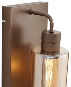 Candeeiro de Parede Hotel Chic Bronze Escuro com Vidro Âmbar - Stavelot Chique de hotel