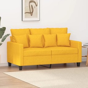 vidaXL Sofá de 2 lugares 120 cm tecido amarelo-claro