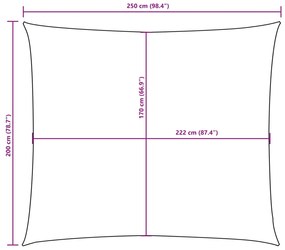 Para-sol estilo vela tecido oxford retangular 2x2,5 m castanho