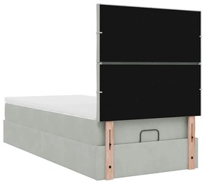 Estrutura cama otomana colchões 90x200 cm veludo cinzento claro
