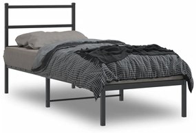 vidaXL Estrutura de cama metal s/ colchão c/ cabeceira 75x190 cm preto