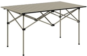 Outsunny Mesa de Campismo Dobrável de Metal com Tampo Enrolável e Bolsa de Transporte Mesa de Piquenique Portátil 95x55x50 cm Marrom Claro