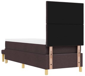 Cama Box Spring com Colchão &amp; Banco Castanho Escuro 80x200 cm Tecido
