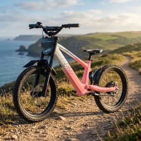 Bicicleta elétrica infantil sem pedais 750W 20" 36V 7.5Ah RXF EVO-RACING Rosa/Branco