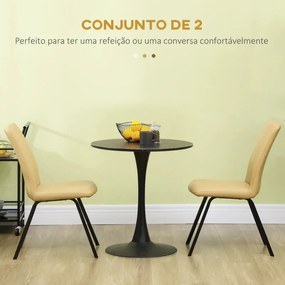 Conjunto de 2 Cadeiras Wemi em Couro Artificial - Cáqui - Design Moder