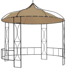 Gazebo redondo 300x290 cm cinzento-acastanhado