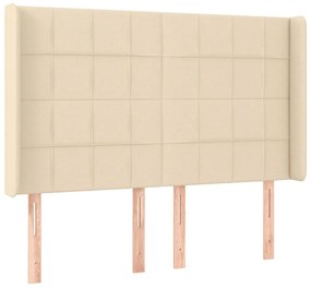 Cabeceira cama c/ luzes LED tecido 147x16x118/128 cm cor creme