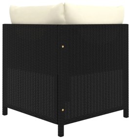 5 pcs conjunto lounge de jardim c/ almofadões vime PE preto