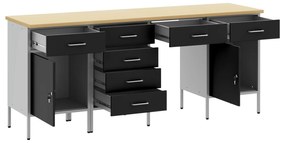 Conjunto de Mesa e Armário de Trabalho VidaXL 4 Peças Preto em Madeira