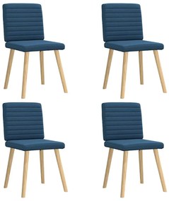 Cadeiras de jantar 4 pcs tecido azul