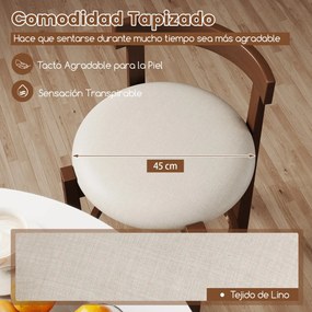 Conjunto de 2 Bancos de Bar de Altura de Balcão (MESA NÃO INCLUIDA), 47,5 x 45 x 78,5 cm, Estofados em Linho, Bege