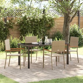 vidaXL Conjunto de Jantar para Jardim 5 Peças Bege em Rattan Sintético