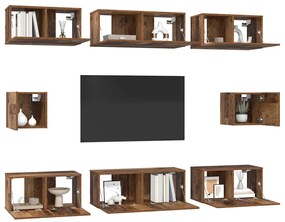 Conjunto de Estantes para TV 8 pcs Madeira antiga