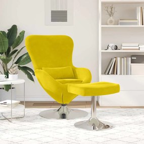 Poltrona Egg vidaXL com Puff Veludo Amarelo