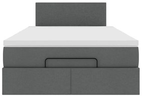 Cama otomana com colchão 120x200 cm tecido cinzento escuro