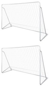 Balizas de futebol com redes 2 pcs aço 240x90x150 cm