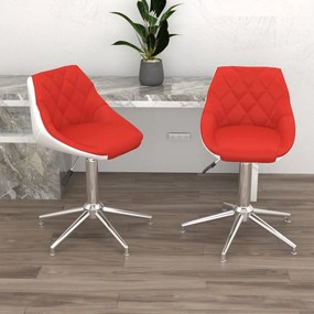 vidaXL Cadeiras de jantar giratórias 2 pcs couro art. vermelho/branco