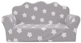 Sofá infantil de 2 lugares c/ estrelas pelúcia cinzento-claro