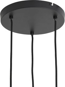 Candeeiro suspenso moderno preto com madeira e vidro cinzento mate 3 luzes - Umbra