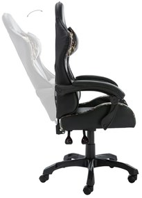 Cadeira estilo corrida couro artificial preto e camuflado