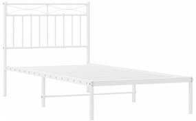 Estrutura de cama com cabeceira 90x200 cm metal branco