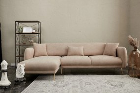 Sofá-Cama de Canto Simena – Bege Dourado – 266x133 cm