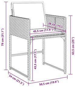 Conjunto de Jantar de Jardim 5 Peças com Almofadas de Rattan Sintético