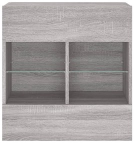 Móvel de parede p/ TV c/ luzes LED 58,5x30x60,5 cm cinza sonoma