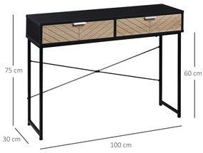 Mesa Consola 100x30x75cm Mesa de Entrada Moderno com 2 Gavetas de Arma