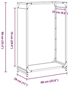 Suporte para lenha 60x28x90 cm aço laminado a frio antracite