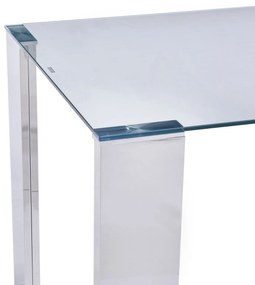 Mesa Jantar BETSY, aço inoxidável, vidro temperado, 160x90 cms