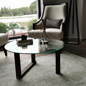 Mesa de Centro Yuvarlak Cam Orta Sehpa S300 – Nogueira – 80x41x80 cm