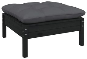 5 pcs conjunto lounge de jardim c/ almofadões pinho preto