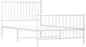 Estrutura de cama com cabeceira e pés 100x190 cm metal branco