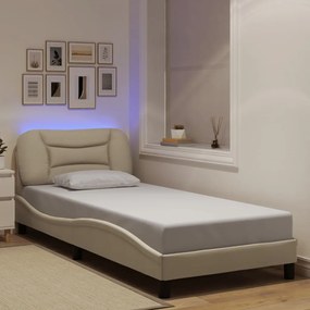 vidaXL Estrutura de cama com LED sem colchão 80x200 cm tecido creme