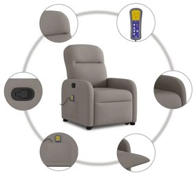 Poltrona elevatória de massagens tecido cinzento-acastanhado