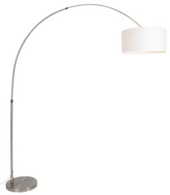 Candeeiro de Arco em Aço com Abajur em Tecido Branco 50/50/25 Ajustável - XXL Moderno