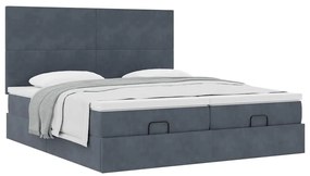 Estrutura cama otomana colchões 180x200 cm cinzento escuro
