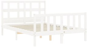 Cama sem colchão 140x200 cm madeira de pinho maciça branco