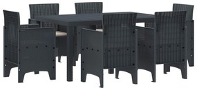vidaXL Conjunto de Jantar para Jardim 7 pcs Antracite Rattan Polt