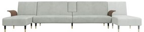 Sofá-cama em forma de L 279x140x70 cm veludo cinzento-claro