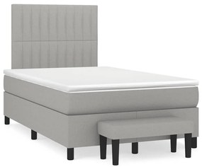 Cama boxspring com colchão 120x190 cm tecido cinzento-claro