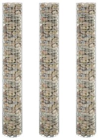 Canteiro elevado/cesto gabião circular 3pcs Ø30x200cm aço galv.