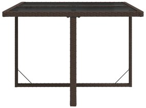 Mesa de jardim 109x107x74 cm vime PE e vidro castanho