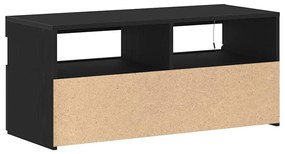 Cabide de televisão vidaXL com Luzes LED em Madeira de Carvalho Preto